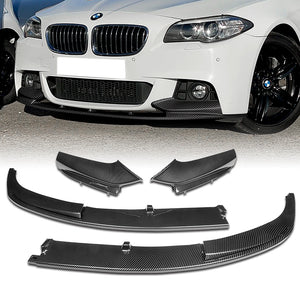 For 2011-2016 BMW F10 528i 530i M-Sport Carbon Look  4-PCS  Front Bumper Spoiler Lip