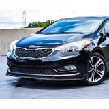 2014-2016 Kia Forte EX LX SX Painted Black 3-Piece Front Bumper Body Spoiler Splitter Lip Kit with Moulding Trim Molding Strip