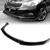 2014-2016 Kia Forte EX LX SX Painted Black 3-Piece Front Bumper Body Spoiler Splitter Lip Kit with Moulding Trim Molding Strip