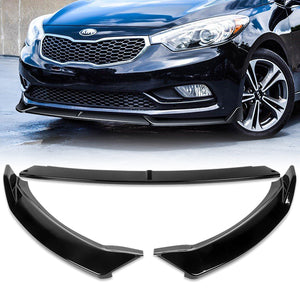 2014-2016 Kia Forte EX LX SX Painted Black 3-Piece Front Bumper Body Spoiler Splitter Lip Kit