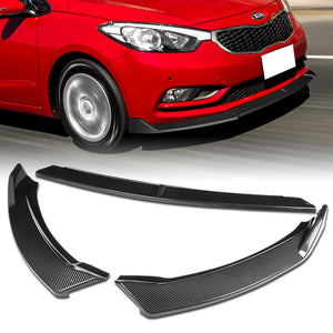 2014-2016 Kia Forte EX LX SX Carbon Look 3-Piece Front Bumper Body Spoiler Splitter Lip Kit