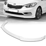 2014-2016 Kia Forte EX LX SX Painted White 3-Piece Front Bumper Body Spoiler Splitter Lip Kit with Moulding Trim Molding Strip