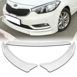 2014-2016 Kia Forte EX LX SX Painted White 3-Piece Front Bumper Body Spoiler Splitter Lip Kit with Moulding Trim Molding Strip