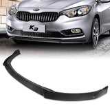 2014-2016 Kia Forte EX LX SX Matte Black 3-Piece Front Bumper Body Spoiler Splitter Lip Kit with Moulding Trim Molding Strip