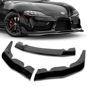 2019-2023 Toyota Supra A90 Painted Black 3-Piece Front Bumper Body Spoiler Splitter Lip Kit with Keychain Set