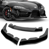 2019-2023 Toyota Supra A90 Painted Black 3-Piece Front Bumper Body Spoiler Splitter Lip Kit with Keychain Set