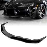 2019-2021 Toyota Supra A90 Painted Black 3-Piece Front Bumper Body Spoiler Splitter Lip Kit with Keychain Set