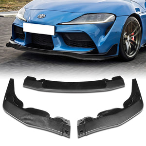 2019-2021 Toyota Supra A90 Carbon Look 3-Piece Front Bumper Body Spoiler Splitter Lip Kit