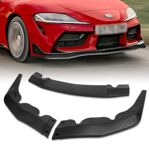 2019-2023 Toyota Supra A90 Unpainted Black 3-Piece Front Bumper Body Spoiler Splitter Lip Kit with Keychain Set