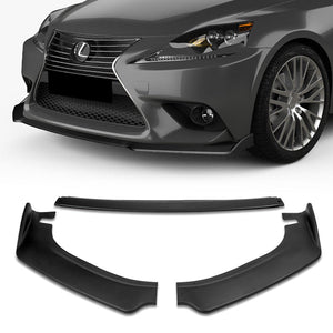 For 2014-2016 Lexus IS Base Unpainted BLK Front Bumper Body Kit Spoiler Lip 3PCS with Screw Bolt Cap Covers