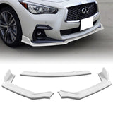 2018-2021 Infiniti Q50 Sport Painted White Front Bumper Body Kit Lip 3PCS