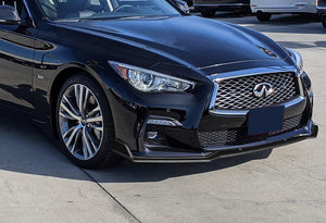 2018-2021 Infiniti Q50 Sport Unpainted Black Front Bumper Body Kit Lip 3PCS