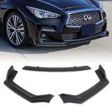 2018-2021 Infiniti Q50 Sport Unpainted Black Front Bumper Body Kit Lip 3PCS