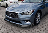 2018-2021 Infiniti Q50 Premium Unpainted Matte Black 3-Piece Front Bumper Body Spoiler Splitter Lip Kit