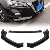 2019-2021 Nissan Altima Painted Black 3-Piece Front Bumper Body Spoiler Splitter Lip Kit