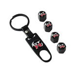 GTR GT-R Car Wheel Tire Valves Dust Stem Air Caps Keychain Emblem KEY FOB Black Set - US SELLER