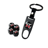 GTR GT-R Car Wheel Tire Valves Dust Stem Air Caps Keychain Emblem KEY FOB Black Set - US SELLER