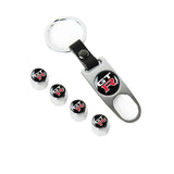 GTR GT-R Car Wheel Tire Valves Dust Stem Air Caps Keychain Emblem KEY FOB Silver Set - US SELLER