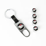 Hello Kitty Car Wheel Tire Valves Dust Stem Air Caps Keychain Emblem KEY FOB Silver Set - US SELLER