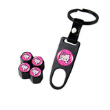 Hello Kitty Car Wheel Tire Valves Dust Stem Air Caps Keychain Emblem KEY FOB Set - US SELLER