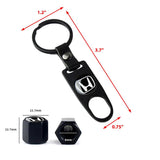 HONDA LOGO Set Emblems with Black Tire Wheel Valves Air Caps Keychain - US SELLER