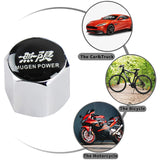 Silver Mugen Universal Car SUV Wheel Tire Valves Dust Stem Air Caps Keychain Emblem Set