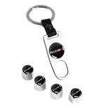 JDM NISMO Universal Car SUV Wheel Tire Valves Dust Stem Air Caps Keychain Emblem Silver Set