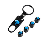 New Punisher Skull Car Wheel Tire Valves Dust Stem Air Caps Keychain Emblem Set