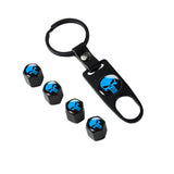 New Punisher Skull Car Wheel Tire Valves Dust Stem Air Caps Keychain Emblem Set