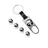 The Punisher Skull Car Wheel Tire Valves Dust Stem Air Caps Keychain Emblem Silver Set