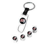 FOCUS ST Universal Car SUV Wheel Tire Valves Dust Stem Air Caps Keychain Emblem Silver Set