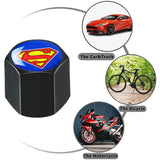 Superman Logo Universal Car SUV Wheel Tire Valves Dust Stem Air Caps Keychain Emblem Black Set