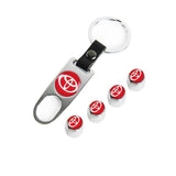 Toyota Set LOGO Emblems with Keychain Tire Wheel Valves Air Caps - US SELLER