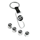 Toyota Set LOGO Emblems with Silver Keychain Tire Wheel Valves Air Caps - US SELLER