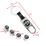 Toyota Set LOGO Emblems with Silver Keychain Tire Wheel Valves Air Caps - US SELLER