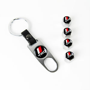 TRD TOYOTA Silver Set Universal Car SUV Wheel Tire Valves Dust Stem Air Caps Keychain Emblem