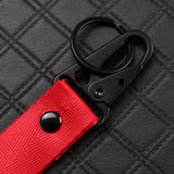 Honda Racing Logo Keychain Metal Key Ring Hook Red Strap Nylon Lanyard with 2 pcs Black Badge Scratch Guard Sticker