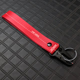 Honda Racing Logo Keychain Metal Key Ring Hook Red Strap Nylon Lanyard with 2 pcs Black Badge Scratch Guard Sticker