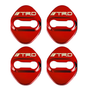 TRD Red Stainless Steel Door Lock Door Striker Cover Set