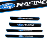 Ford Racing Set Car Door Rubber Scuff Sill Panel 4PCS Step Protector with Tire Wheel Valves Dust Stem Air Caps Keychain