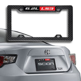 2pcs Carbon Look ABS License Plate Tag Frame Cover with Car Trunk Emblems For 6.2L_LS3