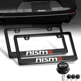 New Nissan Nismo 100% Real Carbon Fiber License Plate Frame 2 pcs with Caps Bolts & Screws SET