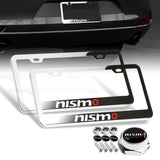 Nissan Nismo 2 pcs Stainless Steel License Plate Frame with Caps Bolt Screw Set