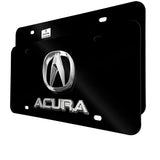 ACURA Stainless Steel Front Mirror Black/ Chrome Finish 3D Dual License Plate Frame