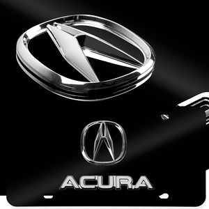 ACURA Stainless Steel Front Mirror Black/ Chrome Finish 3D Dual License Plate Frame