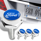 Ford Mustang SET Stainless Steel License Plate Black Frame 2pcs with Caps Bolt Brand New