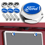 FORD Racing Brand New Stainless Steel 2pcs License Plate Frame with Caps Bolt Chrome SET