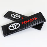 Toyota Set Black Carbon Fiber Look Embroidery Seat Belt Cover Shoulder Pads X2 with Keychain Lanyard