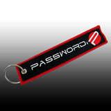 JDM Password EMBROIDERED KEYCHAIN Red Border CELL HOLDERS KEY RING KEY TAG X2