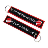 JDM Password EMBROIDERED KEYCHAIN Red Border CELL HOLDERS KEY RING KEY TAG X2